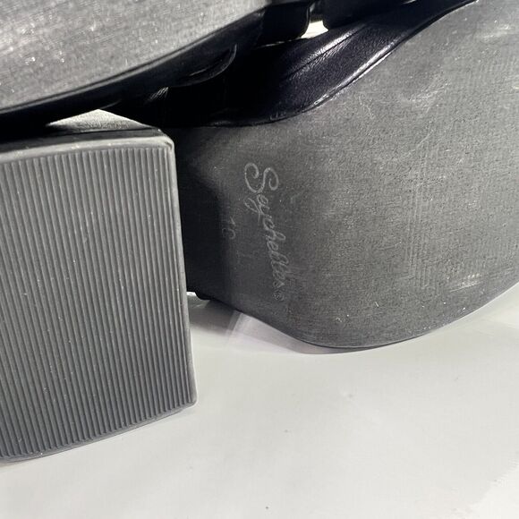 Seychelles Mules Size 10 Girl’s Best Friend Leather Slingback Chunky Heels black - Picture 12 of 13